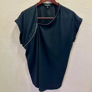 Express Black Zipper Detail Blouse Size XL